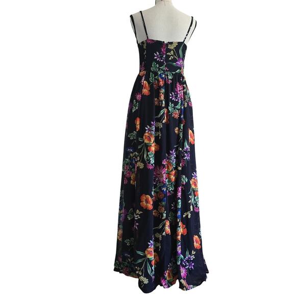Express Women's Maxi Dreass Black Floral Strapy NWT Chiffon Resort Vacation Sz S - Picture 4 of 10